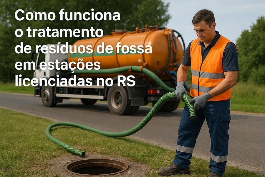 Como funciona o tratamento de resíduos de fossa no RS, da sucção ao destino final, com foco na FEPAM, inovação e benefícios ambientais.